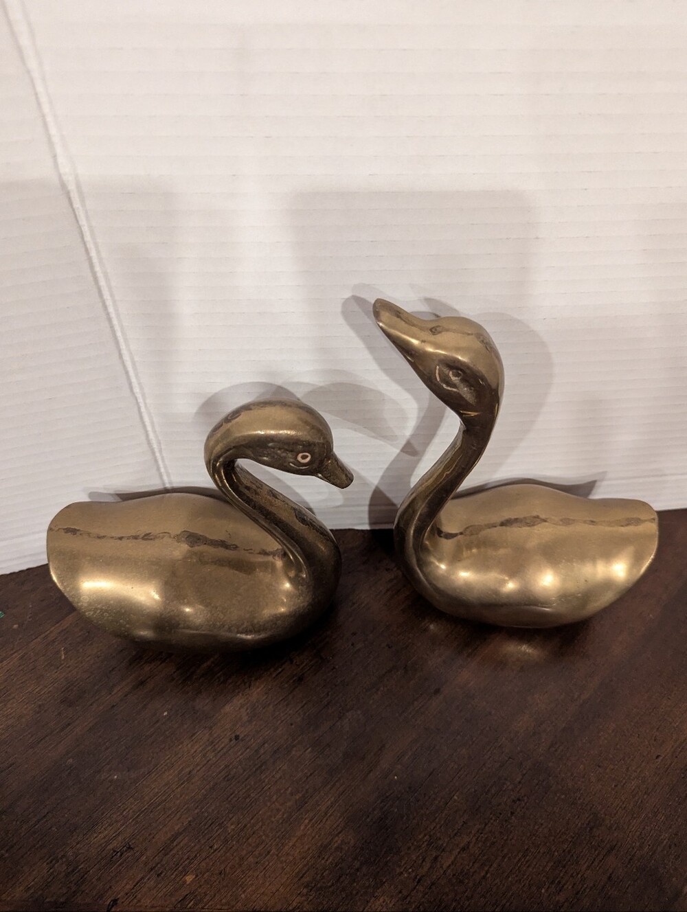 Vintage MCM Solid Brass Swan Figurines - Set of 2 - Picture 2 of 12